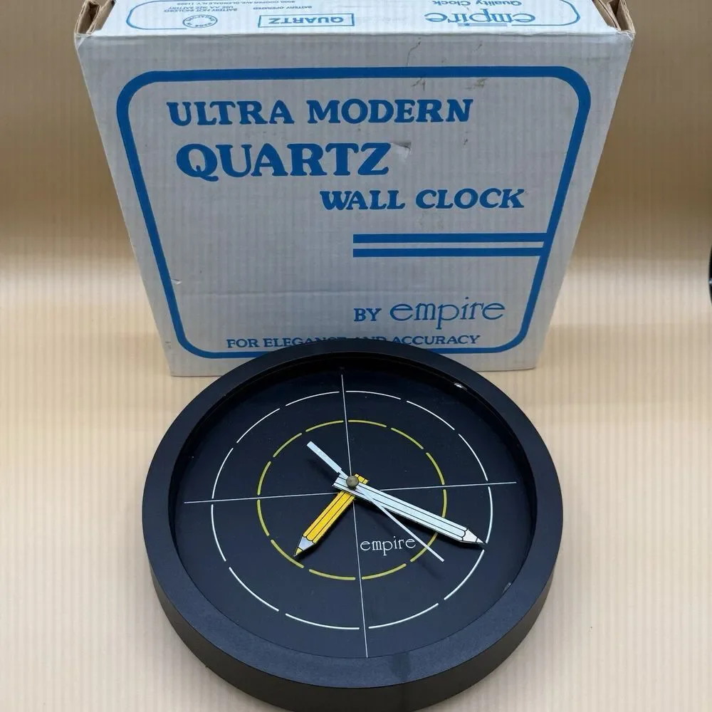 Postmodern Wall Clock by Empire Pencil Hands Black RARE *READ DESCRIPTION*